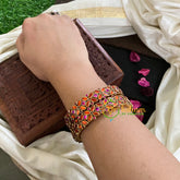 Kada Kundan Bangle -Red Pink-G4817